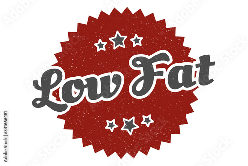 low fat sign. low fat round vintage retro label. low fat