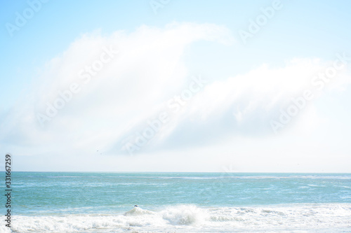 SANTA CRUZ, CALIFORNIA, USA - JULY 3, 2019: Walkside in Santa Cruz along the ocean