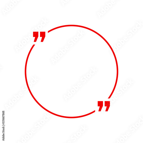 Quotation blank template in red quotes isolated on White. Creative banner illustration with blank quotation frame with quotes. Minimalistic modern empty template typography design wisdom or motivation