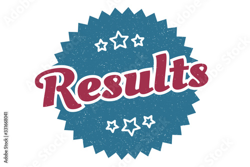 results sign. results round vintage retro label. results