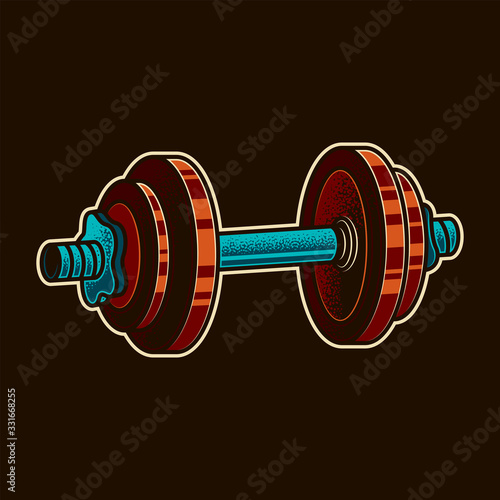 Original vector illustration. Dumbbell team in vintage style.