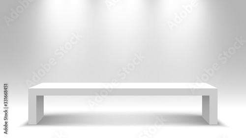 White table. Stand. Pedestal. Vector illustration.