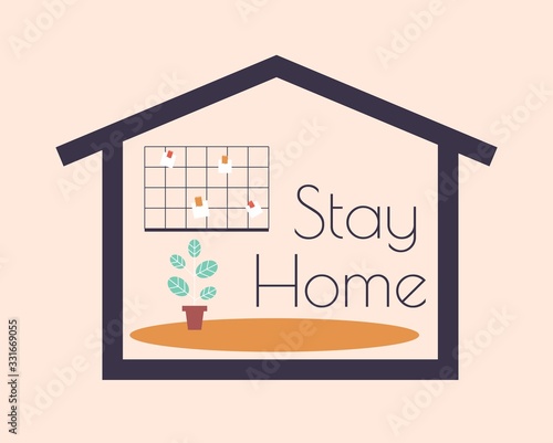 Stay home during the coronavirus epidemic. Staying at home in self quarantine, protection from virus.