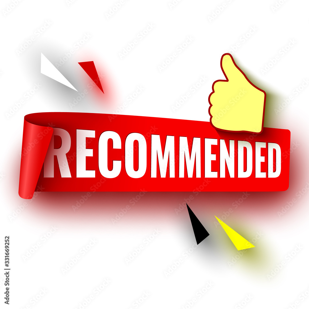 Recommended red sale banner. Ribbon. Sticker. Vector illustration. 