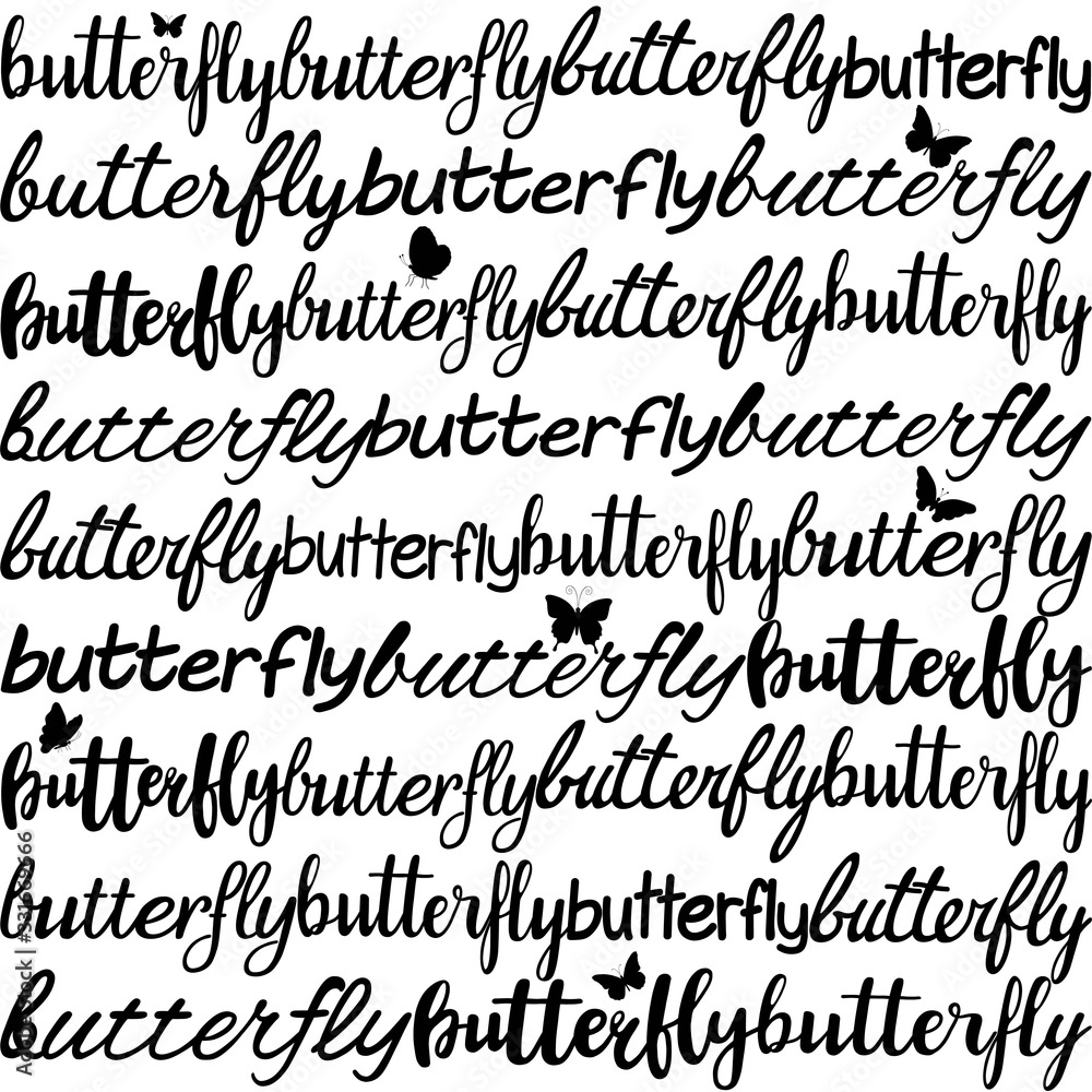 Seamless pattern with butterfly inscription. Black and white illustration. Seamless pattern with butterfly inscription. Black and white illustration.