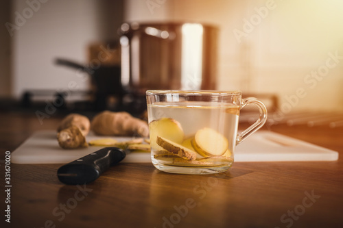 Preparation of ginger tea. Ginger tea for strong immunity.