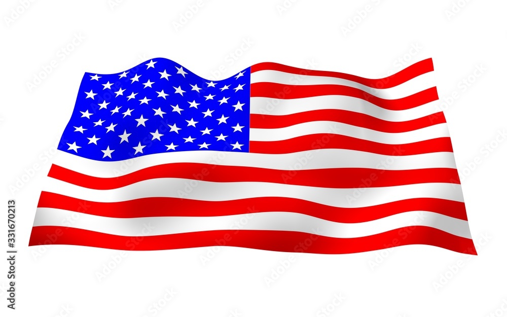 Fototapeta premium Waving flag of the United States of America. Stars and Stripes. State symbol of the USA. 3D illustration