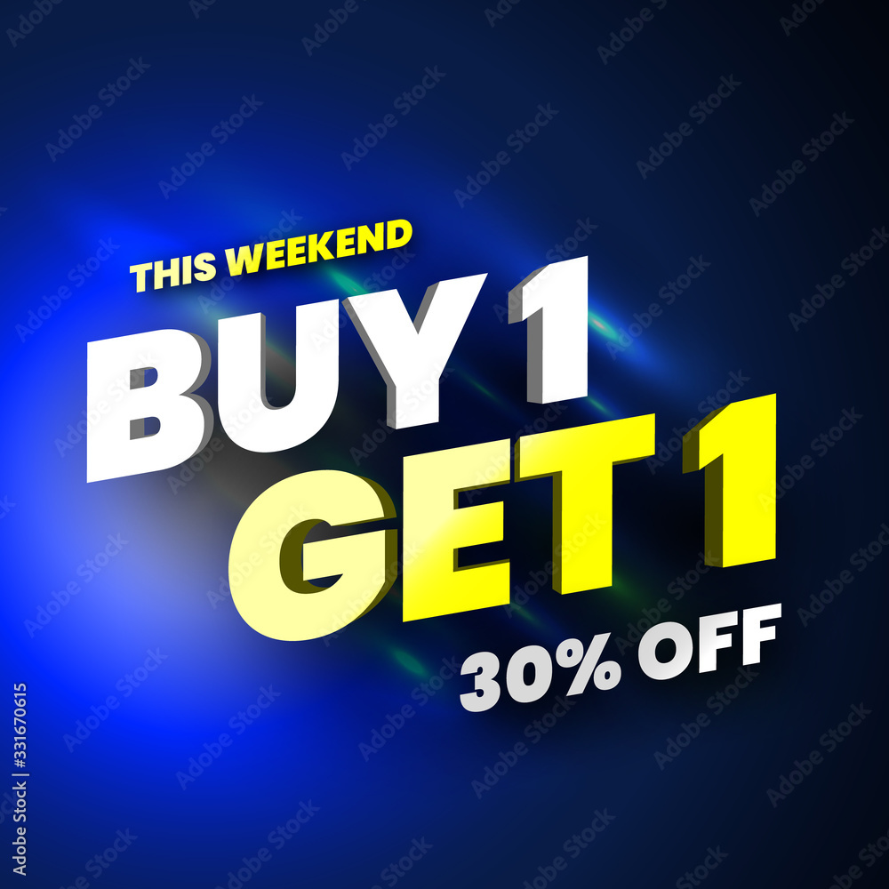 Obraz premium Buy 1, get 1 sale banner. Vector illustration.