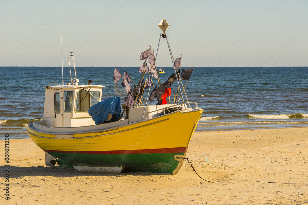 fishing boat sea day beach 