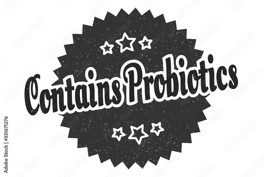 Fototapeta premium contains probiotics sign. contains probiotics round vintage retro label. contains probiotics