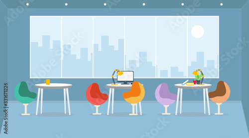 Office of learning and teaching to work using vector illustration, design program