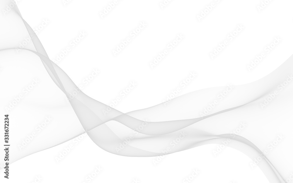 White abstract background. Fluttering white scarf. Waving on wind white fabric. 3D illustration White abstract background. Fluttering white scarf. Waving on wind white fabric. 3D illustration