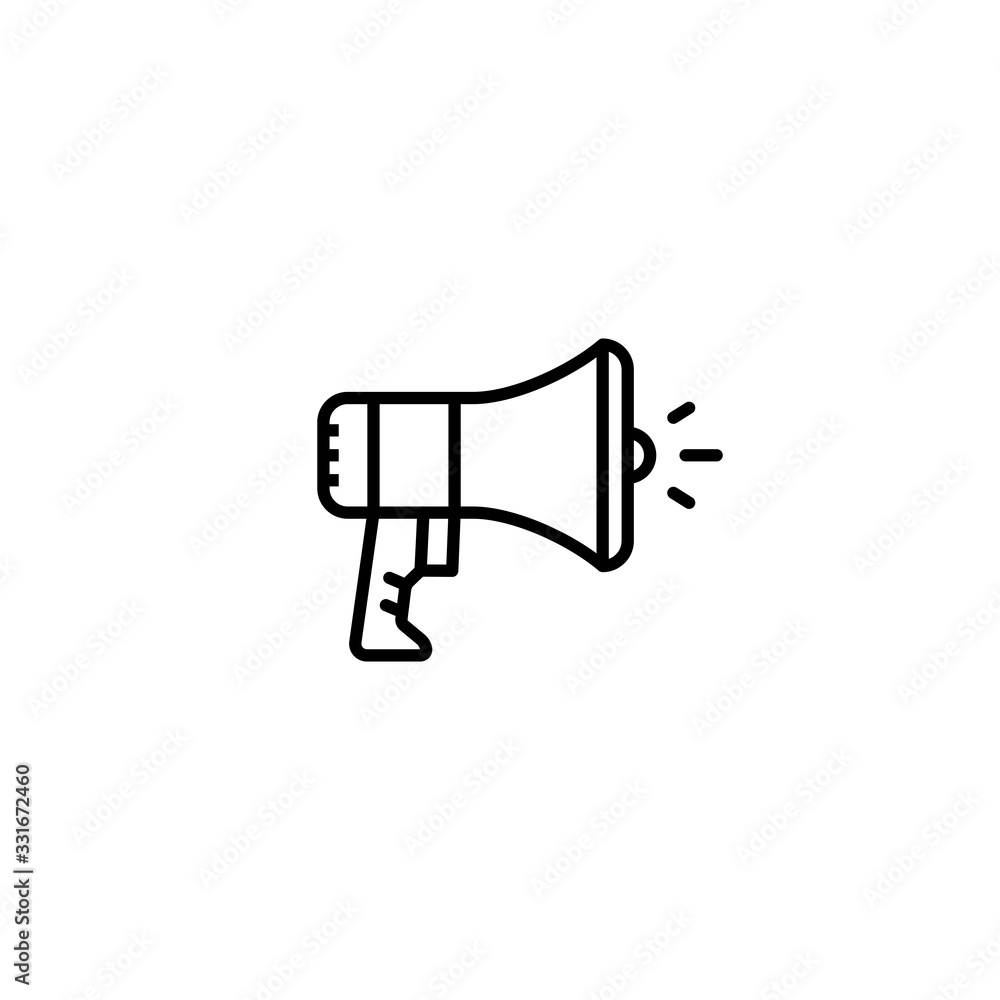 Megaphone Single Icon Graphic Design. Loudspeaker sign flat design style. Promotion Related symbol Isolated on White Background  - Vector illustration. 