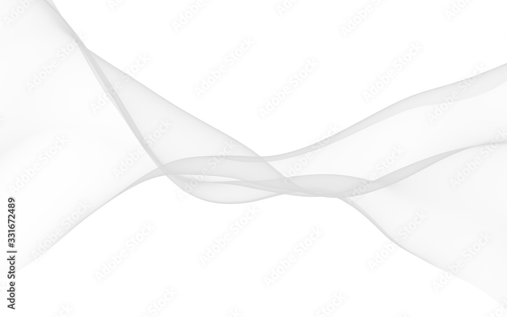 White abstract background. Fluttering white scarf. Waving on wind white fabric. 3D illustration White abstract background. Fluttering white scarf. Waving on wind white fabric. 3D illustration