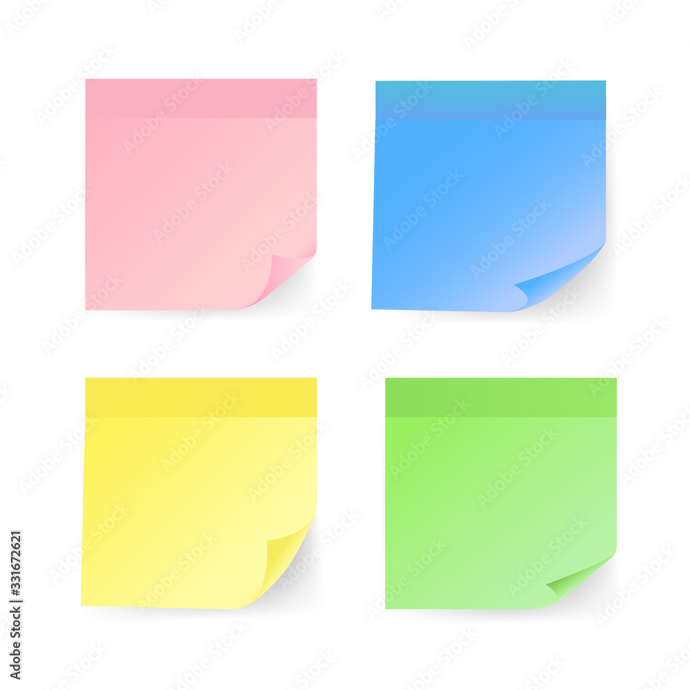 Colorful note stickers set in flat style on a white background. Vector illustration. Colorful note stickers set in flat style on a white background. Vector illustration.