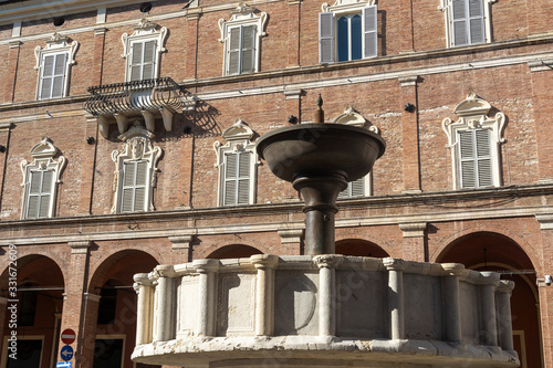 Fabriano, Marches, Italy: historic buildings by morning