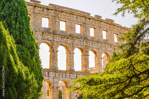 Amphitheater of Pula famous place in historical city of Croatia