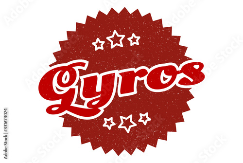 gyros sign. gyros round vintage retro label. gyros