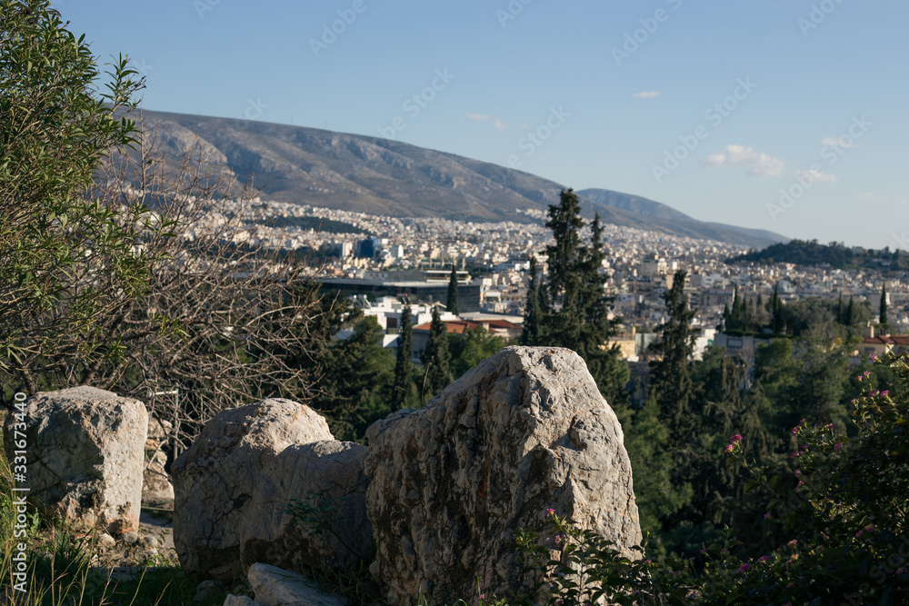 View of Athens from the top of the Acropolis in Greece