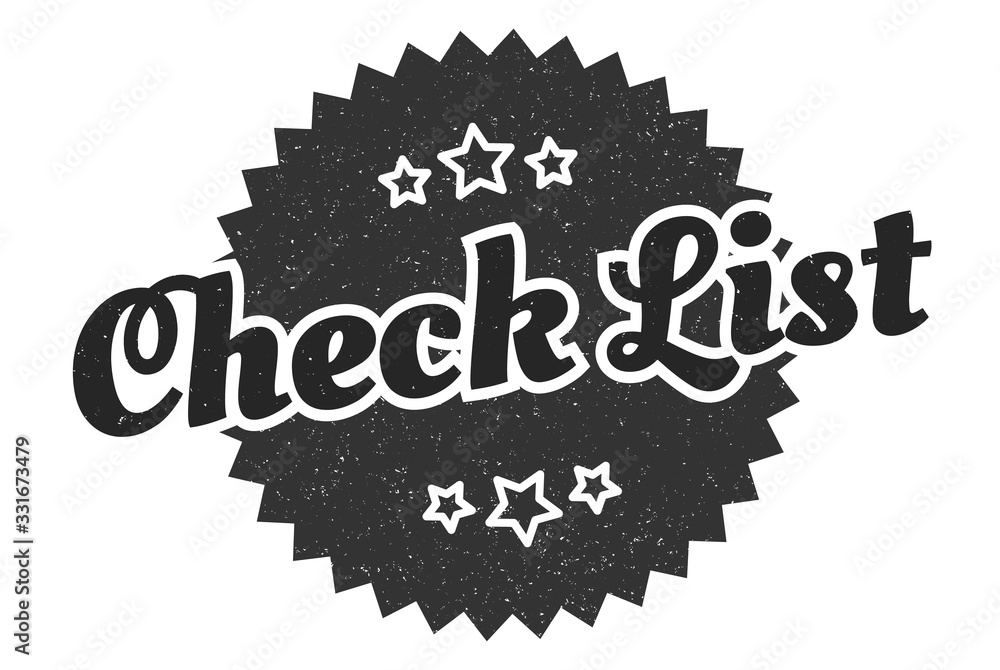 Fototapeta premium check list sign. check list round vintage retro label. check list