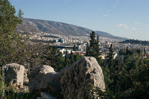 View of Athens from the top of the Acropolis in Greece © Hennadii