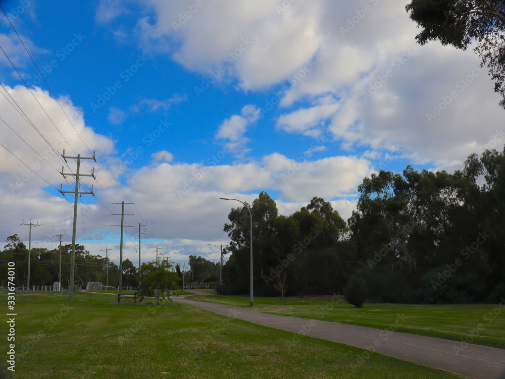 Obraz premium Park in Broadmeadows Melbourne Victoria surrounded by green lush trees rivers and lakes