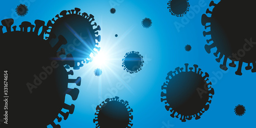 Concept de la recherche pour lutter contre la pandémies de COVID-19 avec le virus analysé au microscope par des scientifiques pour trouver le vaccin.