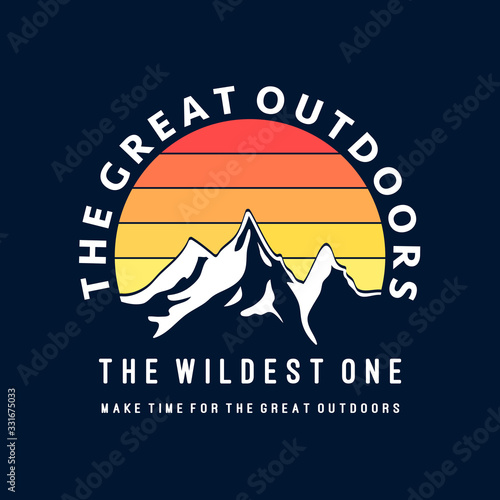Mountain illustration, outdoor adventure . Vector graphic for t shirt and other uses.