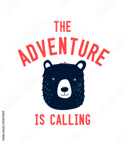 Bear illustration, outdoor adventure . Vector graphic for t shirt and other uses.