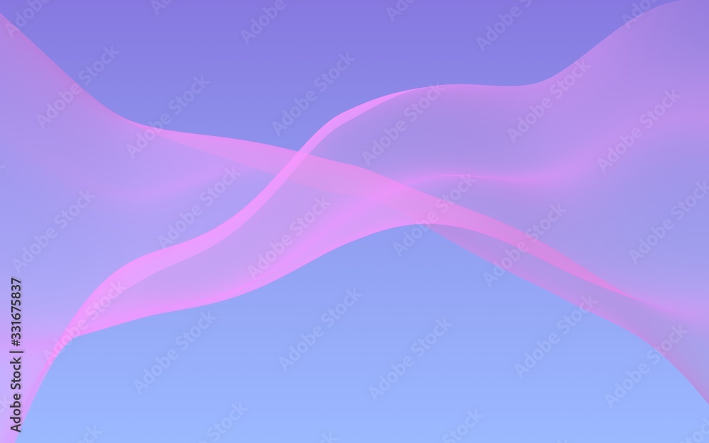 Pink wave on blue sky abstract background. Fluttering pink scarf. Waving on wind pink fabric. 3D illustration Pink wave on blue sky abstract background. Fluttering pink scarf. Waving on wind pink fabric. 3D illustration