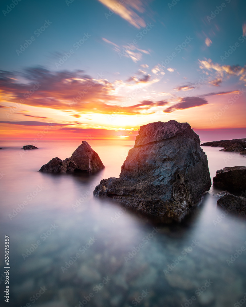 Savudrija Croatia Beach rocks sea sunset