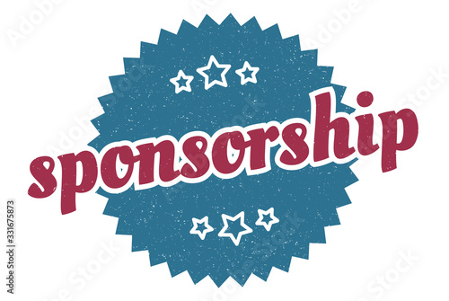 sponsorship sign. sponsorship round vintage retro label. sponsorship