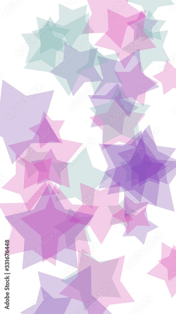 Multicolored translucent stars on a white background. Pink tones. 3D illustration Multicolored translucent stars on a white background. Pink tones. 3D illustration