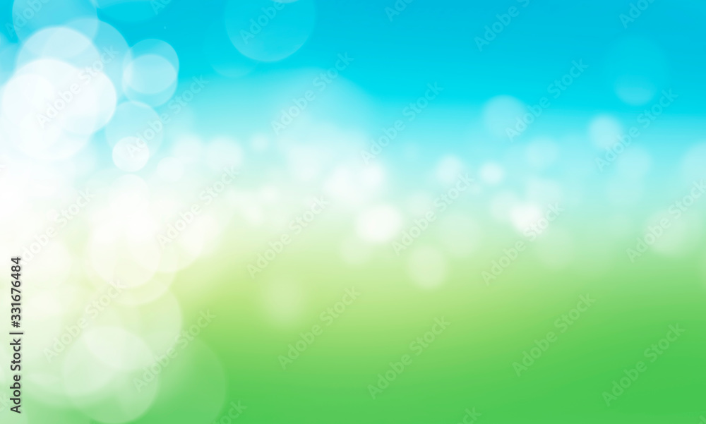 A blurred fresh spring, summer blue and green abstract background with bokeh glow. Illustration. A blurred fresh spring, summer blue and green abstract background with bokeh glow. Illustration.