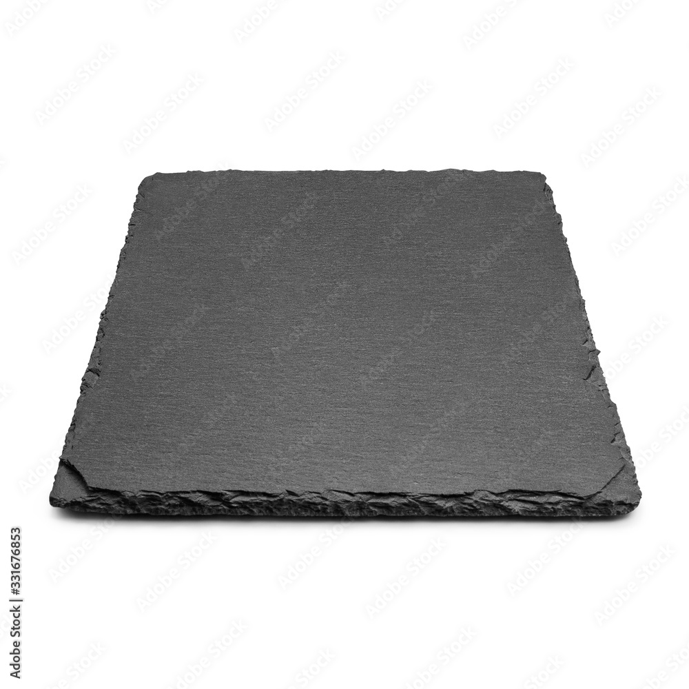 Black slate square board, isolated on white background