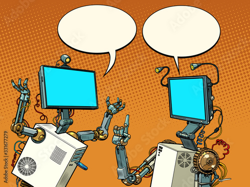 two robots communicate