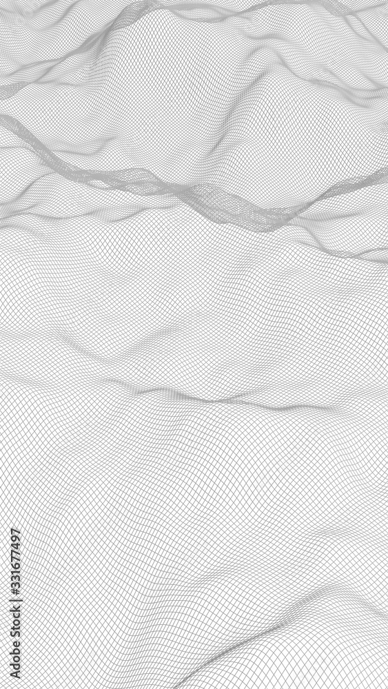Abstract landscape on a white background. Cyberspace grid. hi tech network. 3d illustration Abstract landscape on a white background. Cyberspace grid. hi tech network. 3d illustration