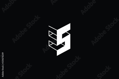 Minimal elegant monogram art logo. Outstanding professional trendy awesome artistic 3D ES SE initial based Alphabet icon logo. Premium Business logo in White color on black background photo