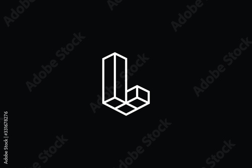 Minimal elegant monogram art logo. Outstanding professional trendy awesome artistic 3D L LL initial based Alphabet icon logo. Premium Business logo in White color on black background photo