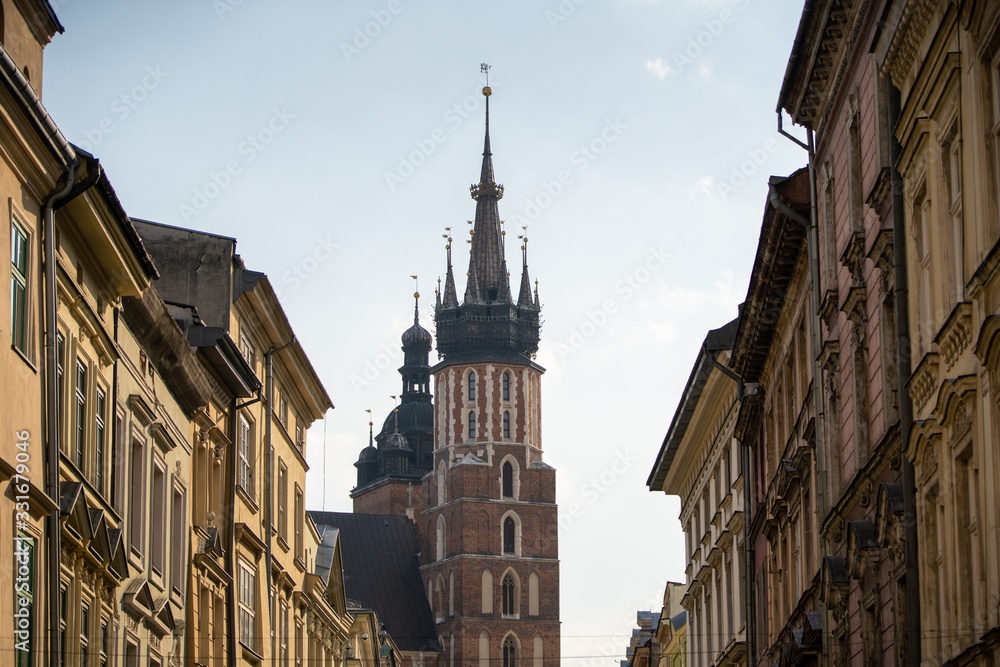 St. Mary's Basilica in Krakow. Sunny day