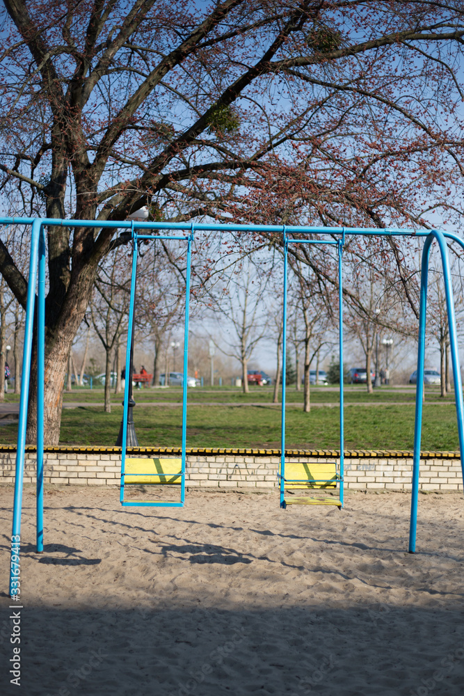 Children's playground in the yard in Kiev in Ukraine