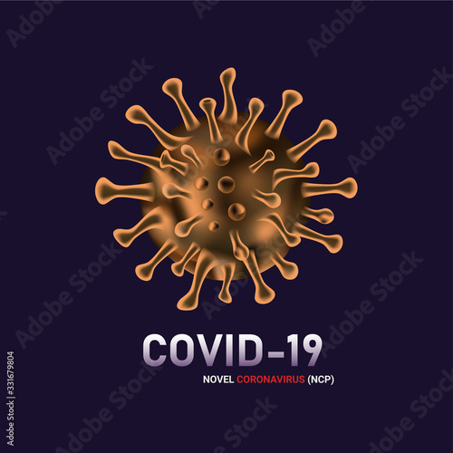 Covid-19 Coronavirus luxury design logo concept. Coronavirus disease COVID-19 infection medical isolated. China pathogen respiratory influenza covid virus cells.
