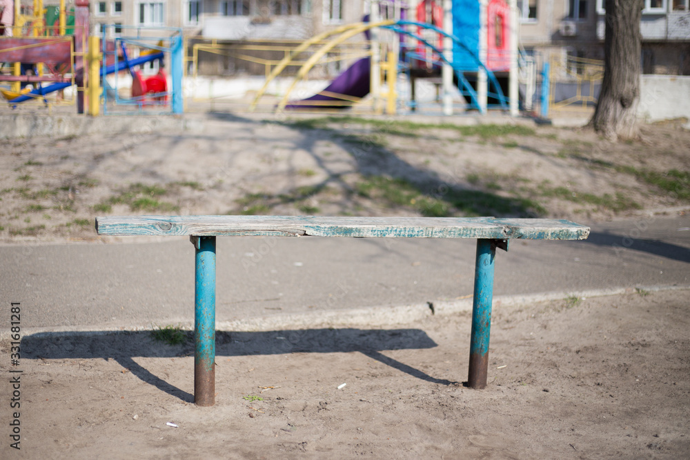 Outdoor furniture wooden bench in Kiev in Ukraine Outdoor furniture wooden bench in Kiev in Ukraine