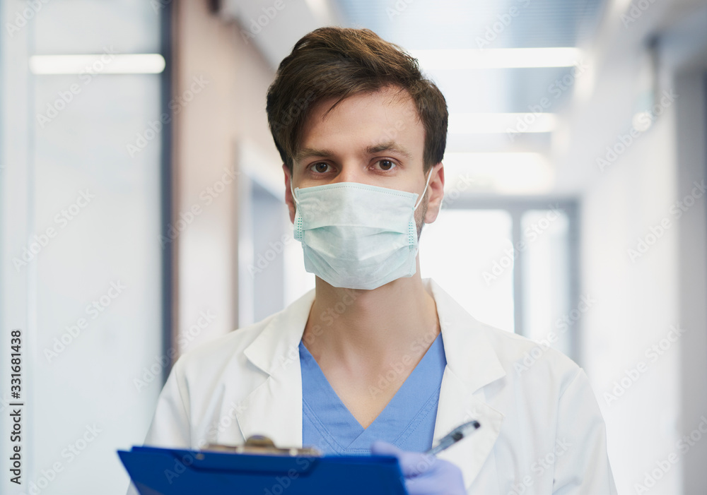 Portrait of doctor in protective mask. Portrait of doctor in protective mask.