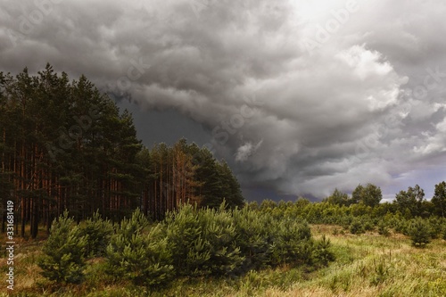 cloudy clouds over the river in summer