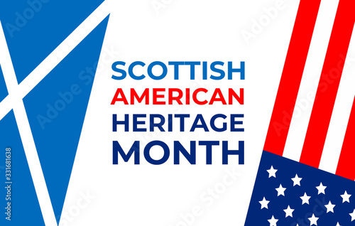Scottish-American Heritage Month. Vector illustration, colors of the Scottish and american flags. Abstract trend design for banner, poster, card and social media. Concept with national flags.
