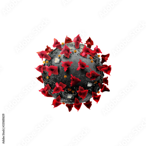 COVID-19 Isolated on a white background Chinese coronavirus under the microscope. Realistic vector 3d illustration. Pandemic, disease. Floating China pathogen respiratory influenza covid virus cells