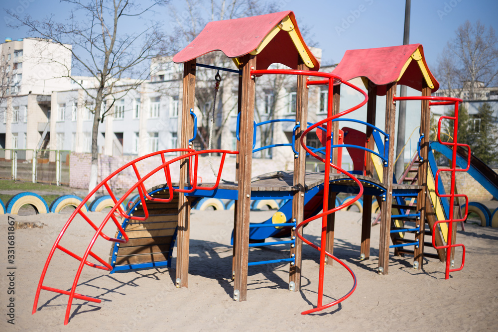 Children's playground in the yard in Kiev in Ukraine