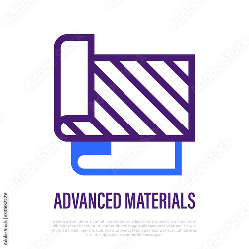 Advanced fabric. Thin line icon. Deep tech for production of light, flexible, resistant material. Vector illustration.