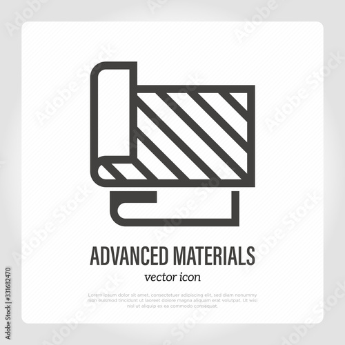 Advanced fabric. Thin line icon. Deep tech for production of light, flexible, resistant material. Vector illustration.